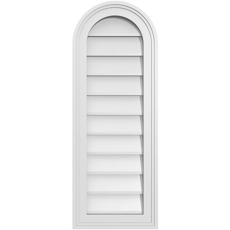 Ekena Millwork Round Top Surface Mount PVC Gable Vent w/ 2"W x 1-1/2"P Brickmould Frame, 12"W x 32"H GVPRT12X3202SN